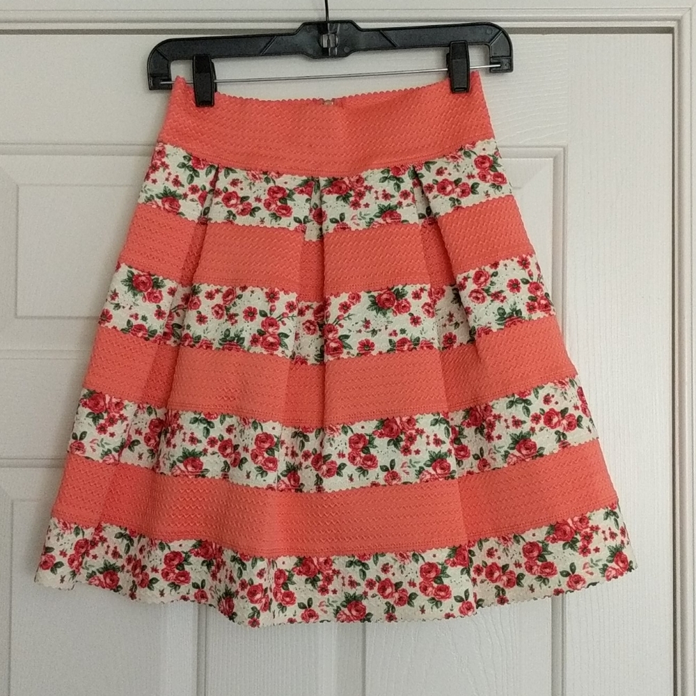 Banded Floral Francesca's Skirt